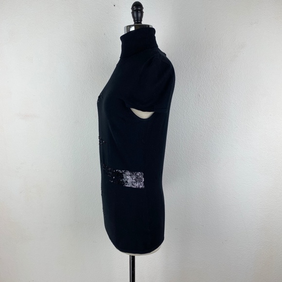 Buffalo by David Bitton Women Black Sequin Rayon Tunic Sweater Cap Sleeve Large - Picture 5 of 9